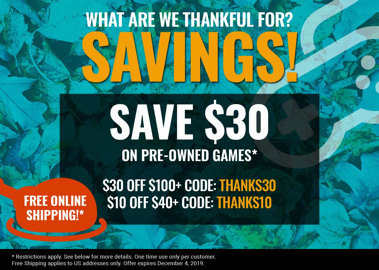 Thanksgiving savings on pre-owned games